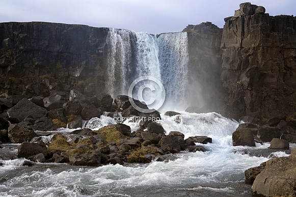 Waterfall at Thingvellar - Iceland Waterfall at Thingvellar - Iceland