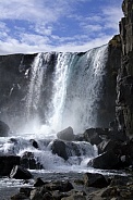 Waterfall in the rift valley at Pingvellir - Iceland
