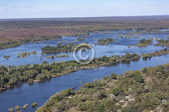 Aerial view of the Zambezi River - Zimbabwe Aerial view of the Zambezi River - Zimbabwe