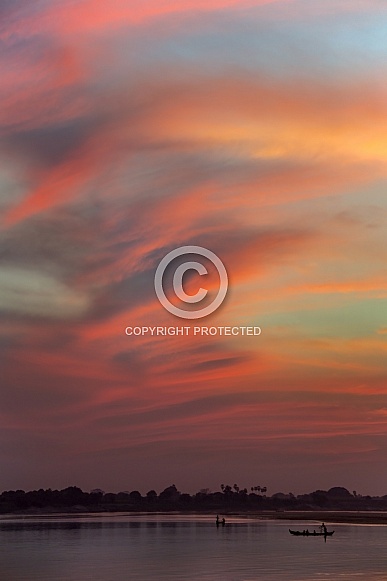 Sunset over the Irrawaddy River - Myanmar Sunset over the Irrawaddy River - Myanmar