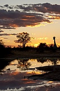 Sunset at a waterhole - Botswana