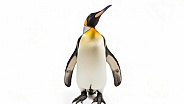 emperor penguin - Aptenodytes forsteri - is the tallest and heaviest of all living penguin species and is endemic to Antarctica. Standing full body isolated on white background
