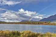 A Rainbow and Autumn Colors in the Wilderness of Denali Highway, Alaska