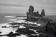 Sea Stacks in Iceland in Black and White