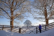 Farmland and Winter snow