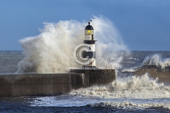 Waves crashing over Seaham Lighthouse Waves crashing over Seaham Lighthouse