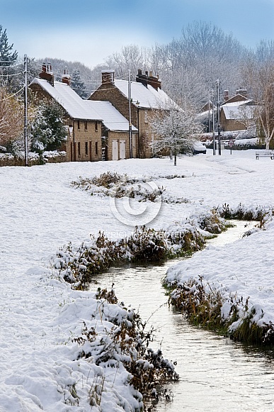 Winter snow in an English village Winter snow in an English village
