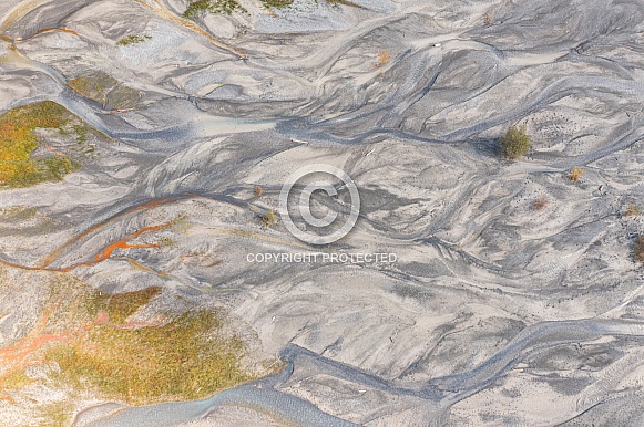 Dry river bed seen from above.