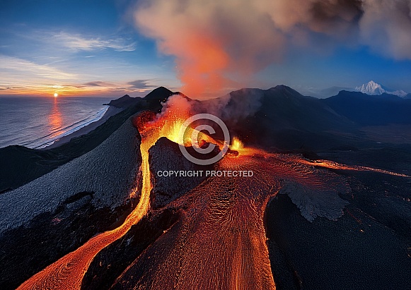 Volcanic Eruption by the coast