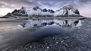 Vestahorn Black Sand Beach Reflections