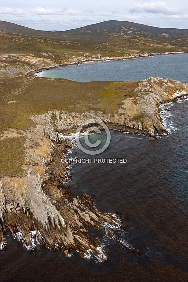 Aerial view of the coastline - Falkland Islands