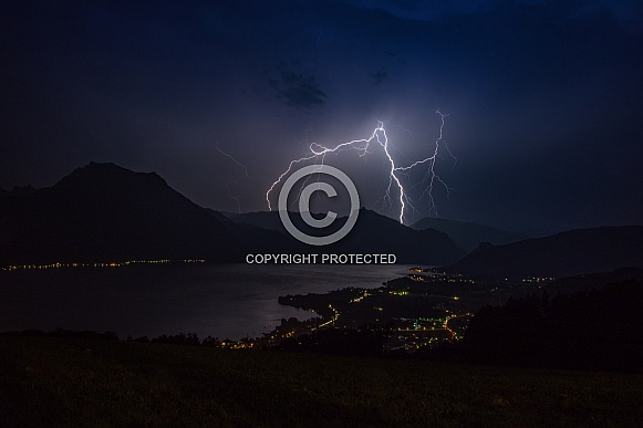 Lightning over the Traunsee
