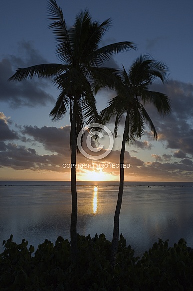 Sunset over Aitutaki Lagoon - Cook Islands - South Pacific