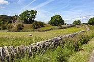Yorkshire Dales and the ruins of an old castle