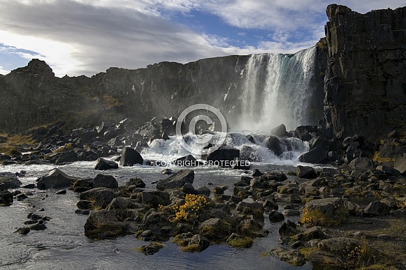 Waterfall at Thingvellar - Iceland