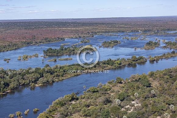 Aerial view of the Zambezi River - Zimbabwe
