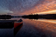 Red Canoe at sunrise