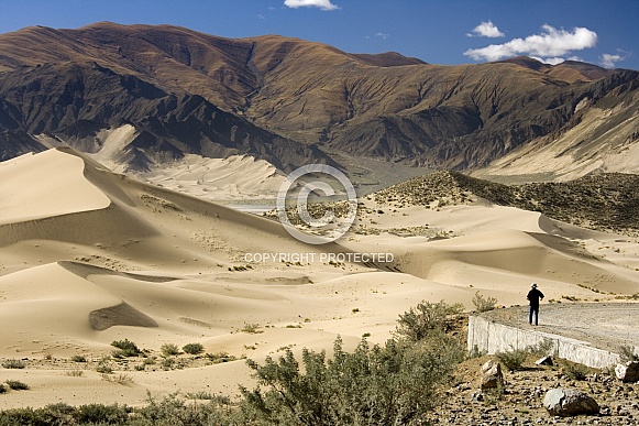 Remote desert valley in Tibet