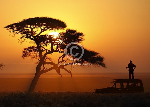 Sunrise in Etosha National Park in Namibia